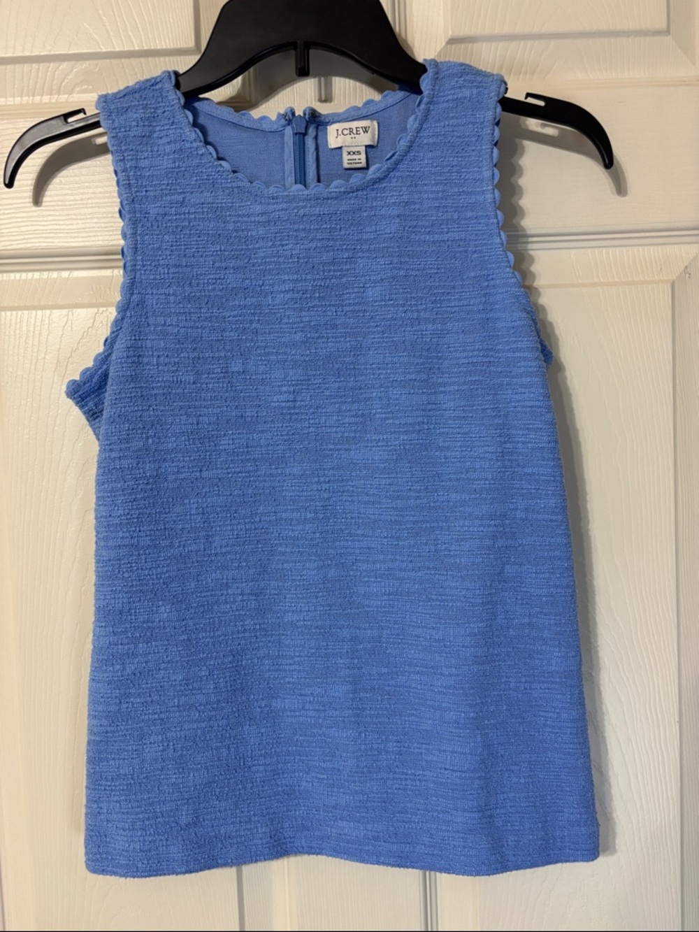 J. Crew Blue Scalloped Sleeveless Knit Top